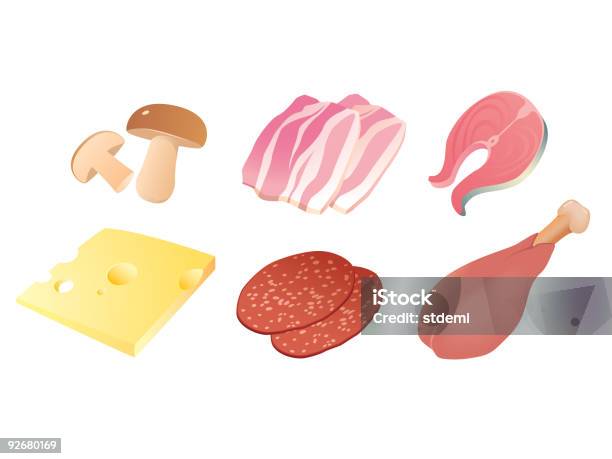 De Alimentos - Arte vetorial de stock e mais imagens de Bacon - Bacon, Carne, Cogumelo Comestível