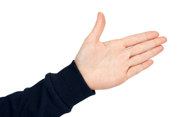 istock Female hand thumb up gesture and sign. Isolated on white background. Dark blue pullover 926810698