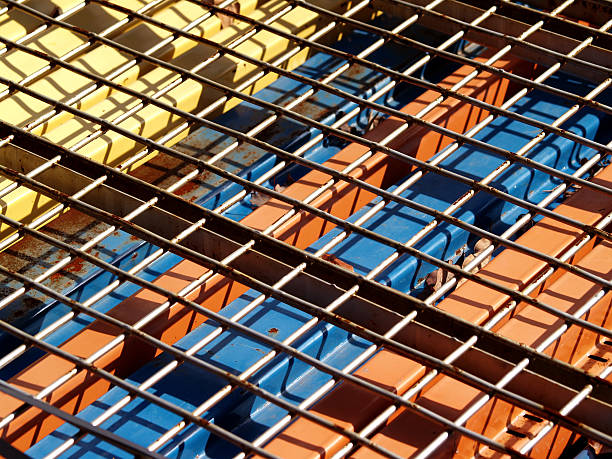 Steel Beams And Wire Mesh stock photo