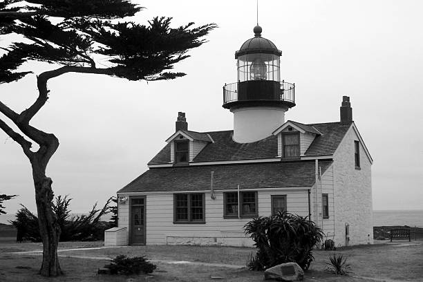 Lighthouse - black and white stock photo