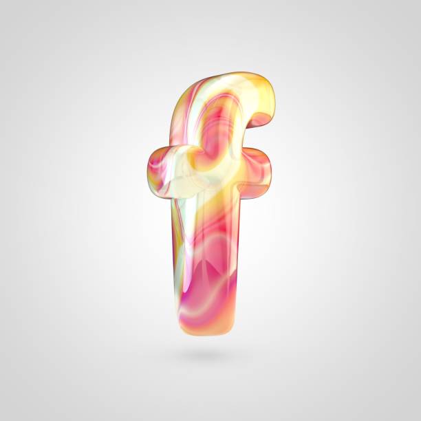 istock Glossy holographic letter F lowercase isolated on white background 926814006