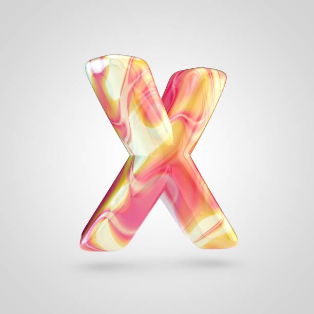istock Glossy holographic letter X uppercase isolated on white background 926814934
