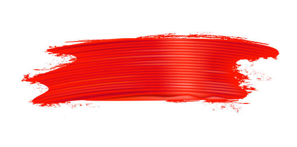 Horizontal Brush Stroke Red Stock - Download Image Now Brush Stroke, Red, Three Dimensional -