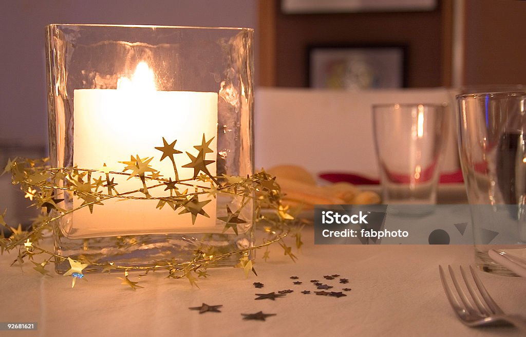 Dinner Table  Candle Stock Photo