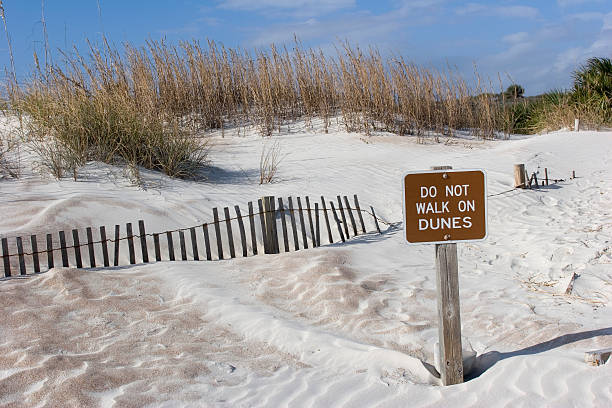 istock Sand Dunes, Fence and Warning Sign 92681664