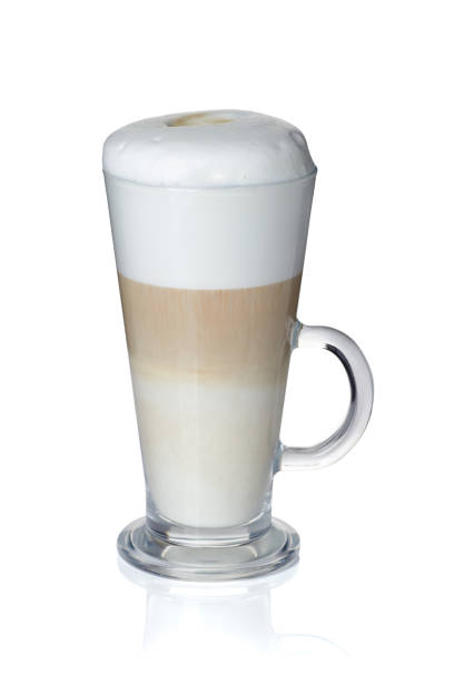 istock Glass cup of coffee latte on white 926822164