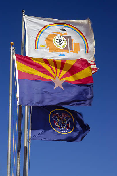 Flags of Utah, Arizona and Navajo Nation stock photo