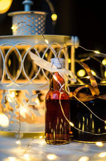 istock Beautiful festive light decor food/drink composition 926829620