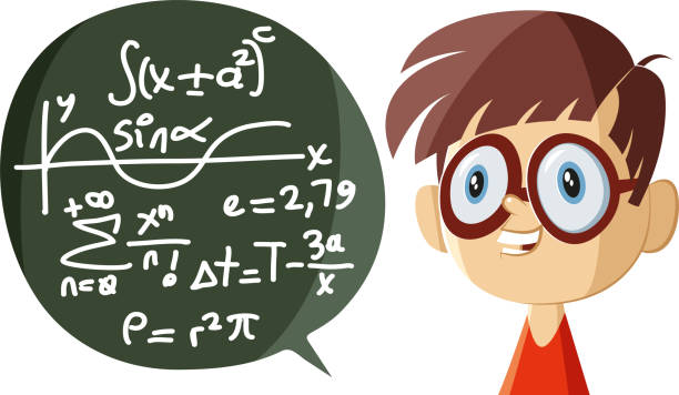 genius 남자아이 - mathematics mathematical symbol child intelligence stock illustrations