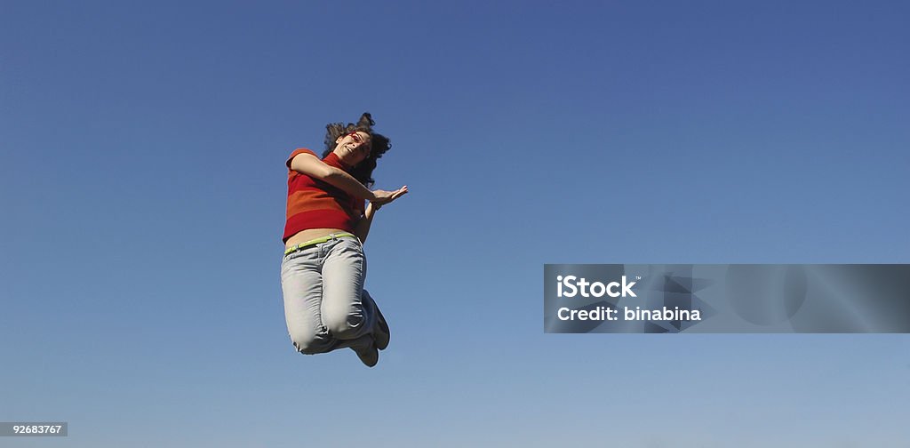 funny jumping  Blue Stock Photo