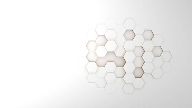 istock Abstract background hexagon white and golden in perspective 926845134
