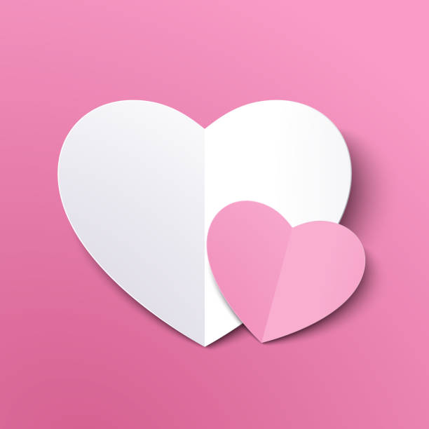 biały papier wyciąć serce miłości na walentynki lub inne karty zaproszenia miłość - valentines day origami romance love stock illustrations