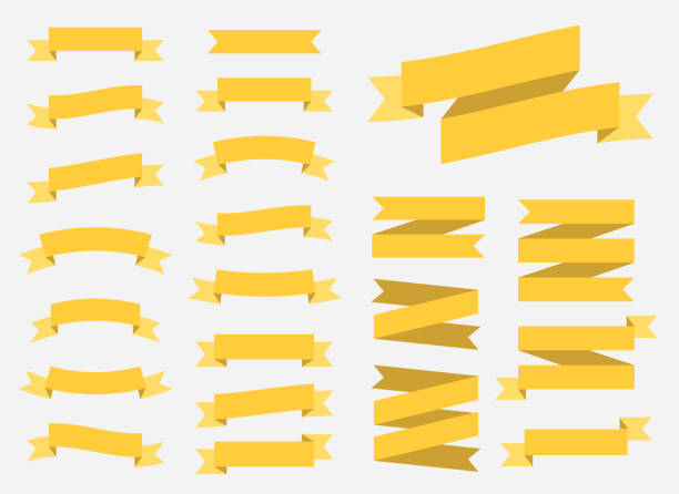 istock Vector ribbons banners isolated on White background. Set of 22 yellow ribbons banners 926854062