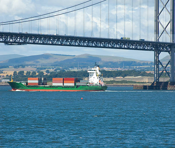 Aberdeen, Scotland - 25th July 2025: The Helliar Ro-Ro cargo ship departing Aberdeen in Scotland