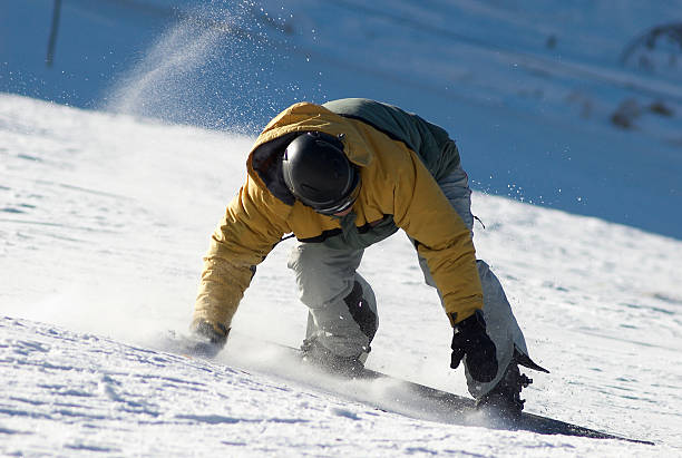 istock Snowboarder turn on ski slope 92685785