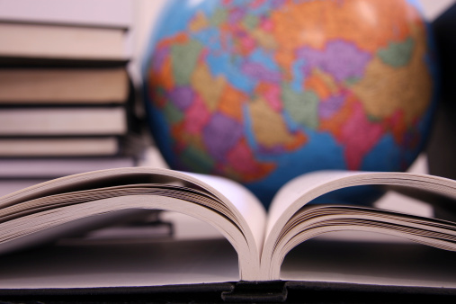 world, map, globe, earth, books, Reading, land, sphere, blue, cartography, planet, paper, library, Focus on book