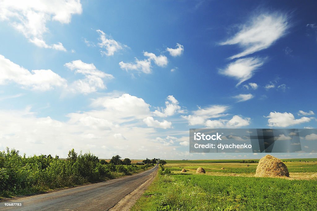 Paesaggio nuvoloso con road - Foto stock royalty-free di Agricoltura