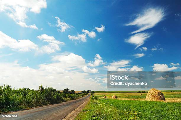 Paesaggio Nuvoloso Con Road - Fotografie stock e altre immagini di Agricoltura - Agricoltura, Ambientazione esterna, Ambiente