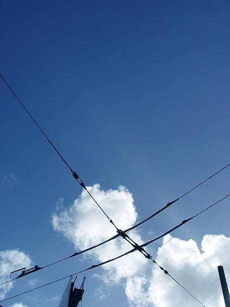 cables in the sky stock photo