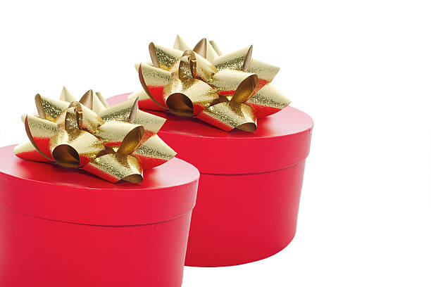 two red gift boxes stock photo