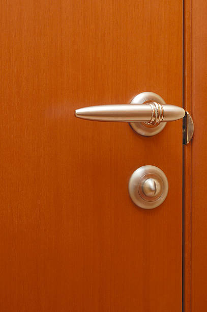 istock Wooden door with the handle 92689218