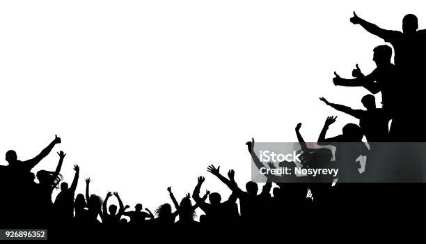 Crowd People Fan Cheering Illustration Soccer Background Vector Silhouette Mass Mob At The Stadium Stock Illustration - Download Image Now