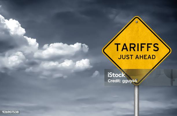 Tariffs Just Ahead Stock Photo - Download Image Now - Tariff, Steel, Trade War