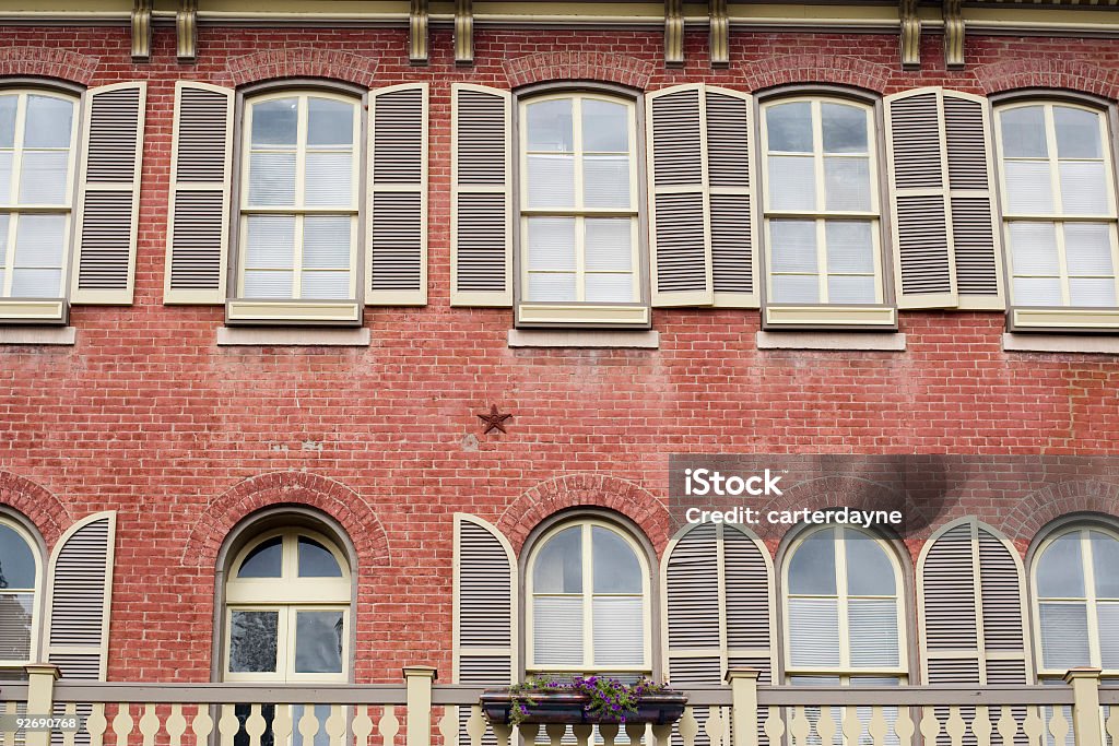 Historical brick building with shutters  Saint Charles - Missouri Stock Photo