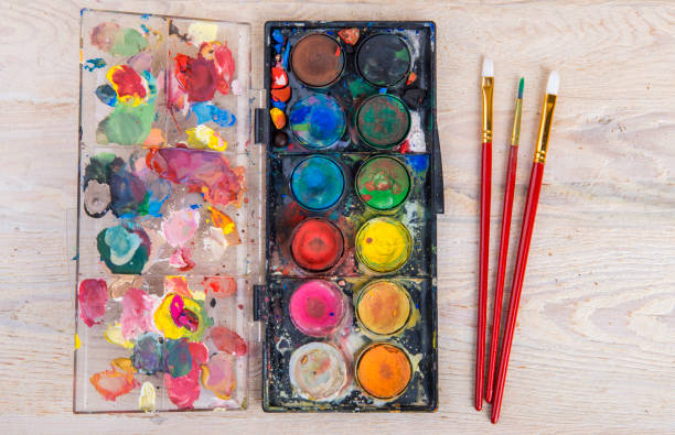 istock Set of messy watercolor paints 926914694