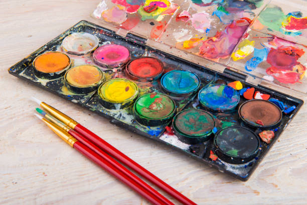 istock Set of messy watercolor paints 926914706
