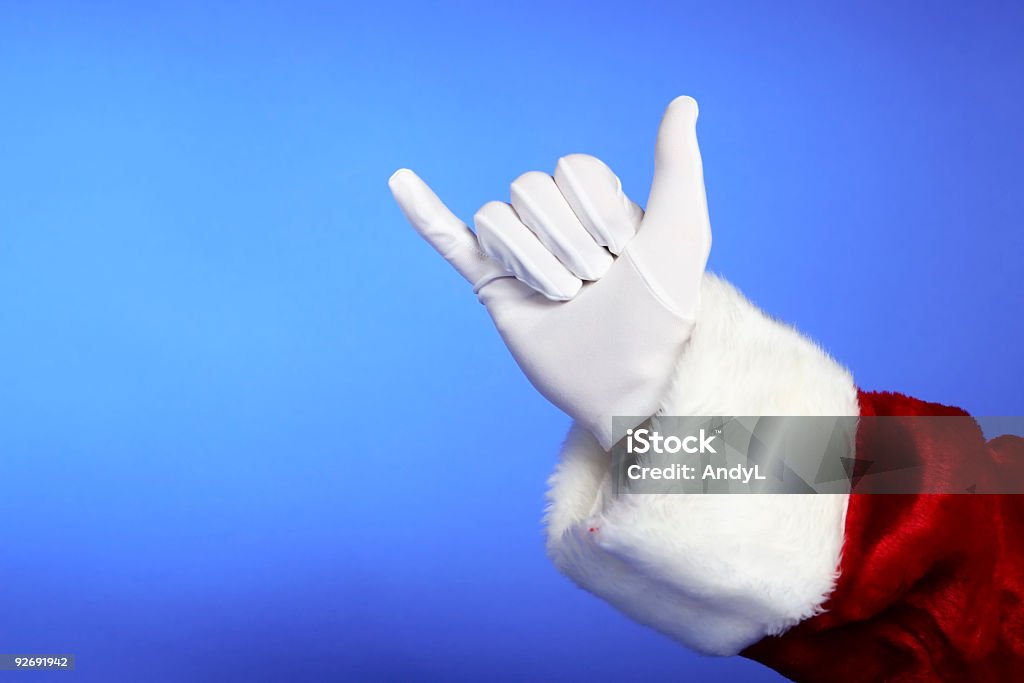 Santa mani: Hang Loose - Foto stock royalty-free di Abbigliamento troppo grande