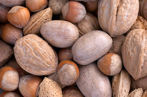 macro of variety of nuts