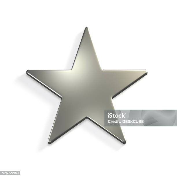 Silver Star Icon 3d Render Illustration Stock Photo - Download Image Now - Celebrities, Silver Colored, First Class