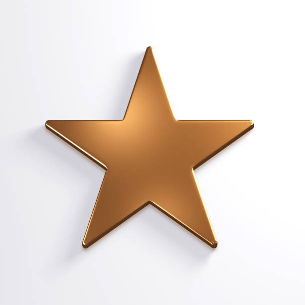 bronzestern symbol. 3d render-illustration - bronze star stock-fotos und bilder