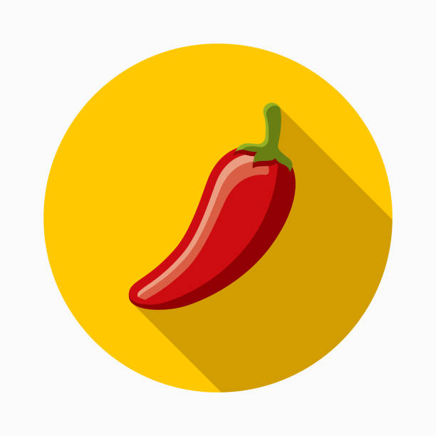 Hot Pepper Flat Design Mexico Icon with Side Shadow A pastel colored flat design Mexico and Cinco de Mayo icon with a long side shadow. Color swatches are global so it’s easy to edit and change the colors. serrano chili pepper stock illustrations