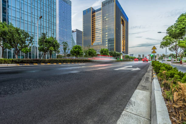istock Empty road front of modern buildings 926930570