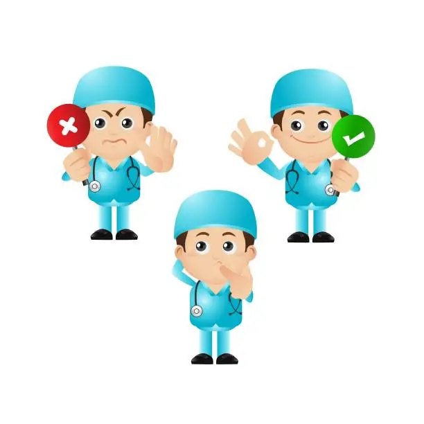 Vector illustration of Cute Set - Set of Doctor