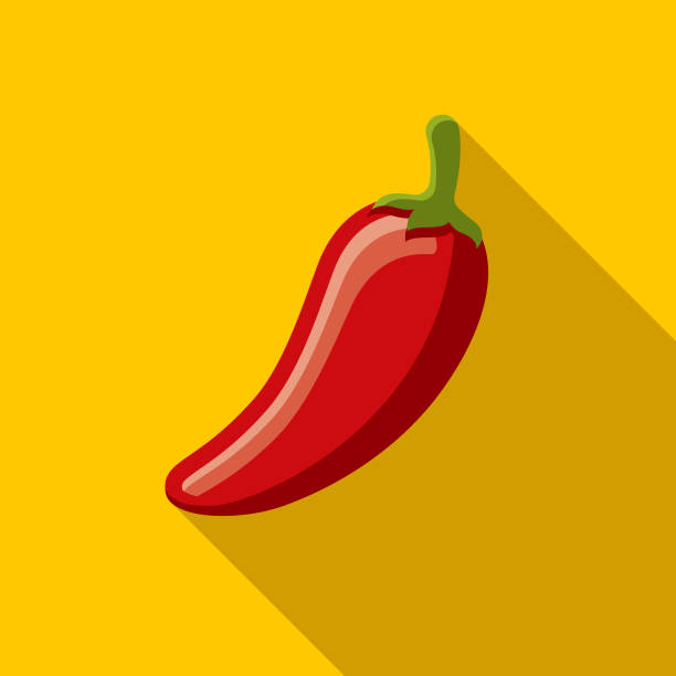 Hot Pepper Flat Design Mexico Icon with Side Shadow A pastel colored flat design Mexico and Cinco de Mayo icon with a long side shadow. Color swatches are global so it’s easy to edit and change the colors. serrano chili pepper stock illustrations