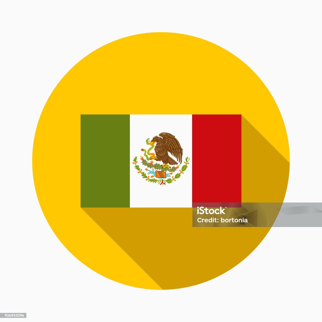 Flag Flat Design Mexico Icon with Side Shadow A pastel colored flat design Mexico and Cinco de Mayo icon with a long side shadow. Color swatches are global so it’s easy to edit and change the colors. Eagle - Bird stock vector