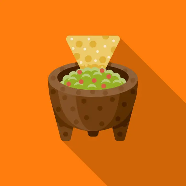 Vector illustration of Guacamole Flat Design Mexico Icon with Side Shadow