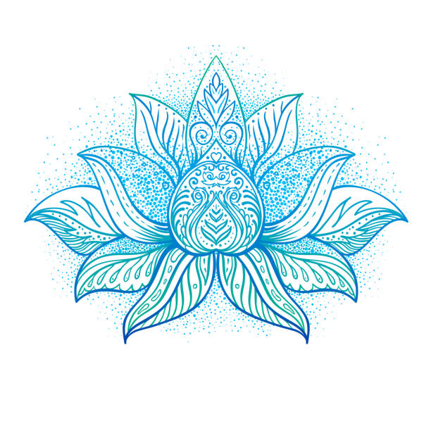 Vector ornamental Lotus flower, ethnic art, patterned Indian paisley. Hand drawn illustration. Vector ornamental Lotus flower, ethnic art, patterned Indian paisley. Hand drawn illustration. Invitation element. Tattoo, astrology, alchemy, boho and magic symbol. Isolated. drug addiction tattoos stock illustrations