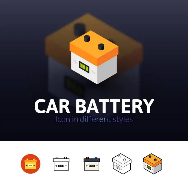 Vector illustration of Car battery icon in different style
