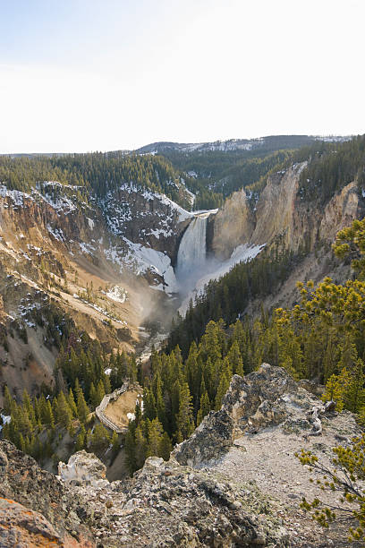 Scenic views of picturesque Lower Falls in summer