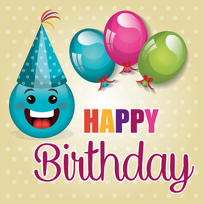 Happy Birthday Card With Emoticon Stock Illustration - Download Image ...