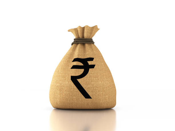 koncepcja rupii indyjskiej - renderowany obraz 3d - money bag currency financial item bag zdjęcia i obrazy z banku zdjęć