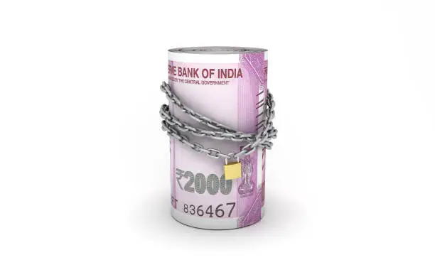 Photo of Indian Money and chain - 3D Rendered Image