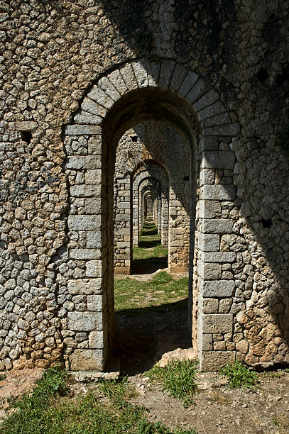 istock Arcades on a row in old temple 92696474