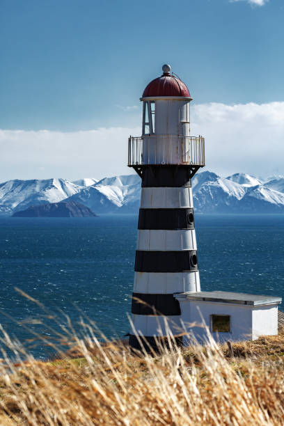 Pacific Coast - Petropavlovsk Lighthouse on Kamchatka Peninsula stock photo