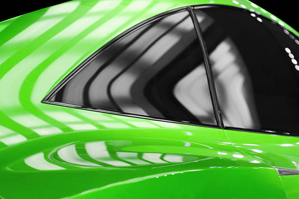 istock Tinted rear window of lime green car 92696712