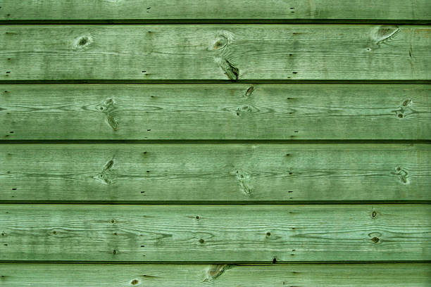 istock Horizontal wooden boards with green stain 92697082